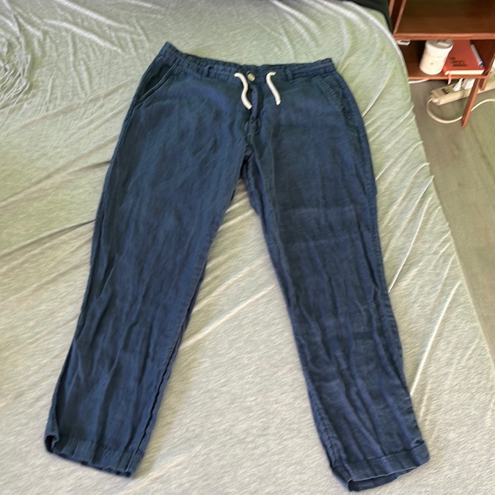 Zara Navy Blue Linen Pants size 34